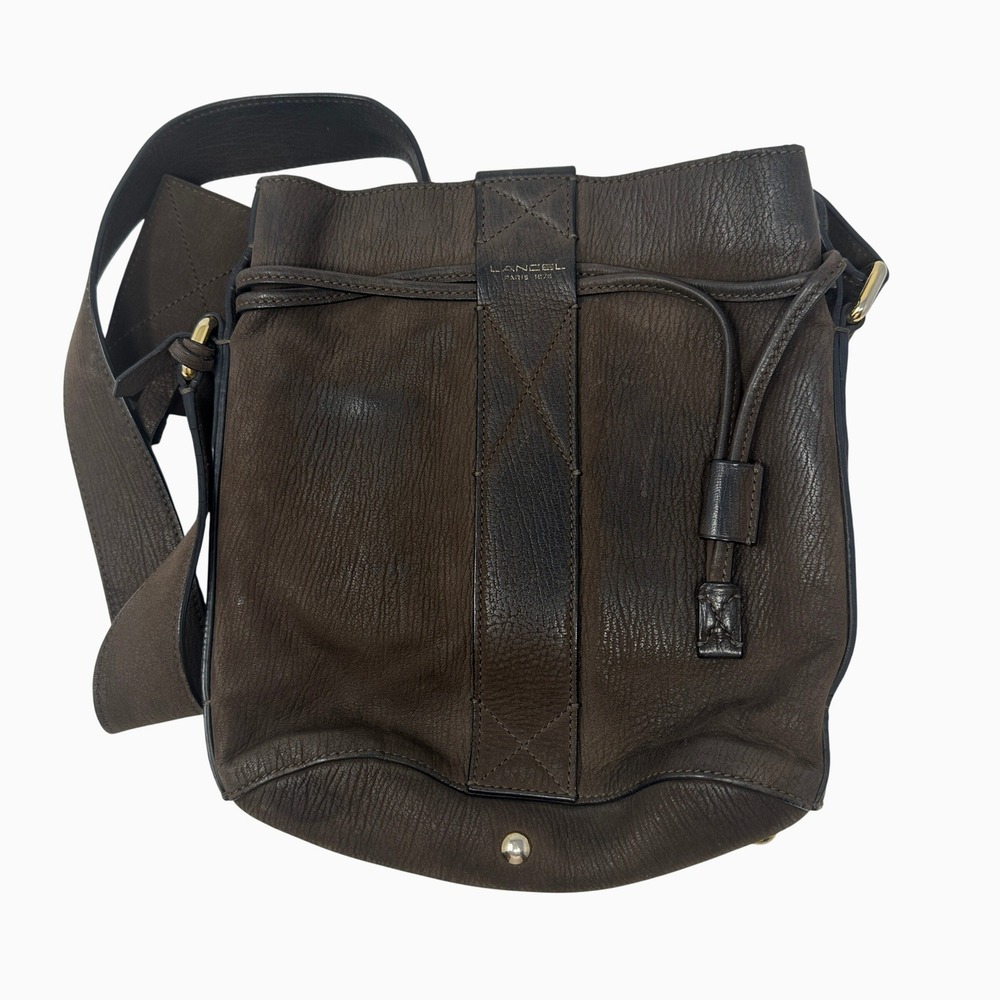 Lancel Paris 1876 Crossbody Bag Womens Brown Leather Bucket Messenger Fair